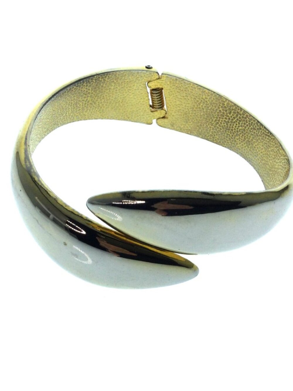 Vintage Highly Polished Gold Tone Bypass Clamper Cuff Bracelet 2.25" ID